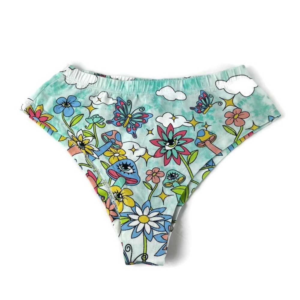 Current Mood Dolls Kill Colorful Floral Trippy Ravewear High Waist Panties Multi